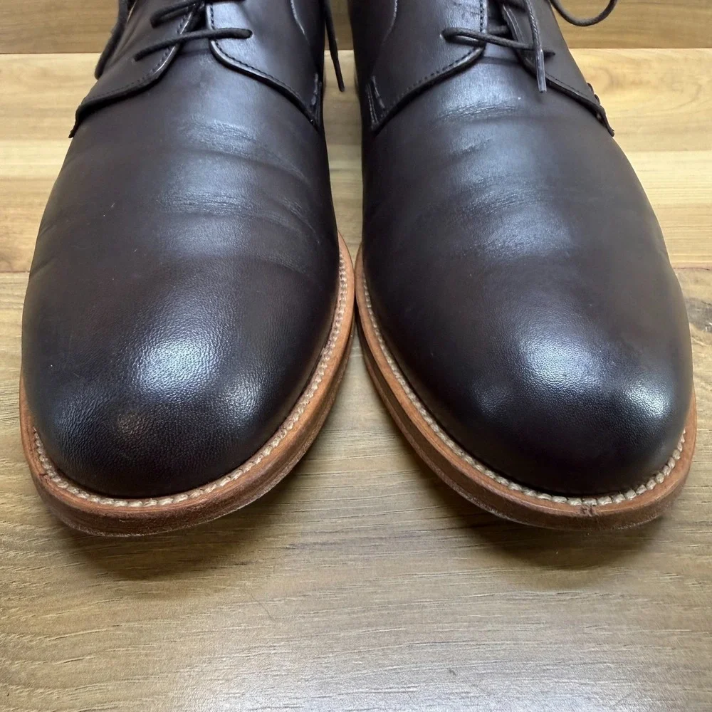 Brooks Brothers Oxfords‎ Mens 12 Brown Leather Pain Toe Dress Shoes Italy